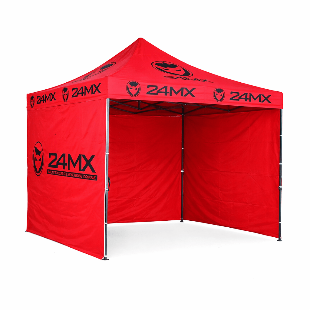 24MX Easy-Up Pavillon 3x3m Rot mit Wänden – FestivalStuff