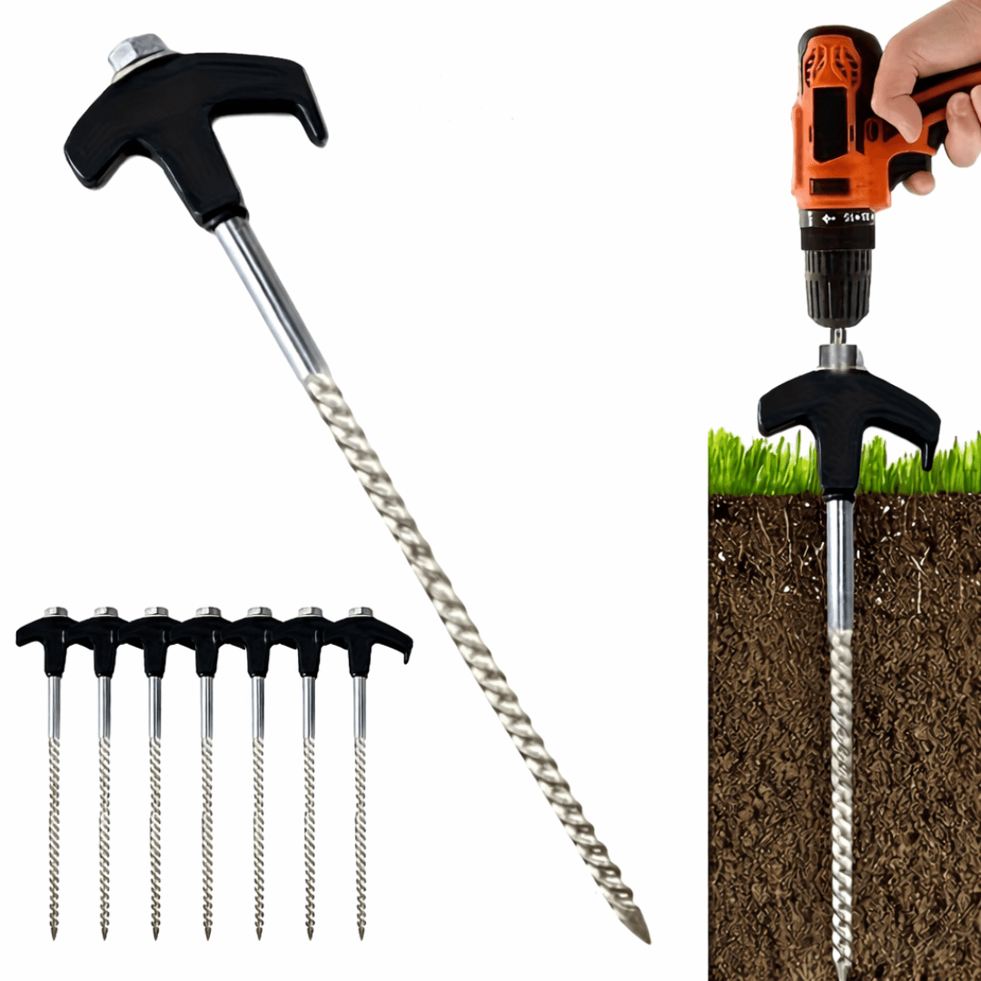 6er Set Zeltanker Schraubheringe 20cm – Heavy Duty Stahl – FestivalStuff