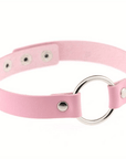 Choker Halsband mit Ring in Leder Optik - FestivalStuff