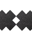 Glitzer Nippelpads Kreuz Schwarz