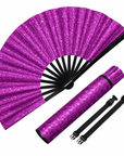 Großer Fächer 64 cm Glitter Lila mit Tasche