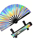 Großer Fächer 64cm Holograph mit Tasche