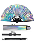 Großer Fächer 64cm Holograph mit Tasche