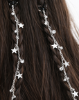 Haarschmuck Kette zum Einflechten Glitter Sterne Silber