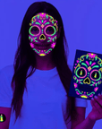 Neon-Zuckerschädel-Gesichtstattoos Aufkleber für Halloween