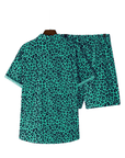Herren Outfit Leopard Grün -2 teilig
