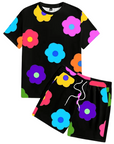Herren Outfit bunte Blumen 2- teilig