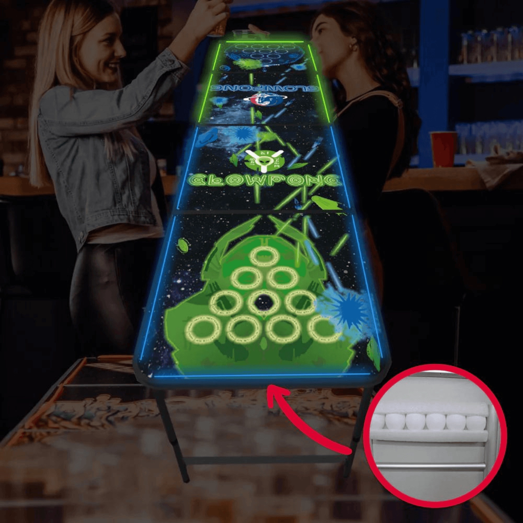 Beer Pong Tisch Alien VS. Human LED - FestivalStuff