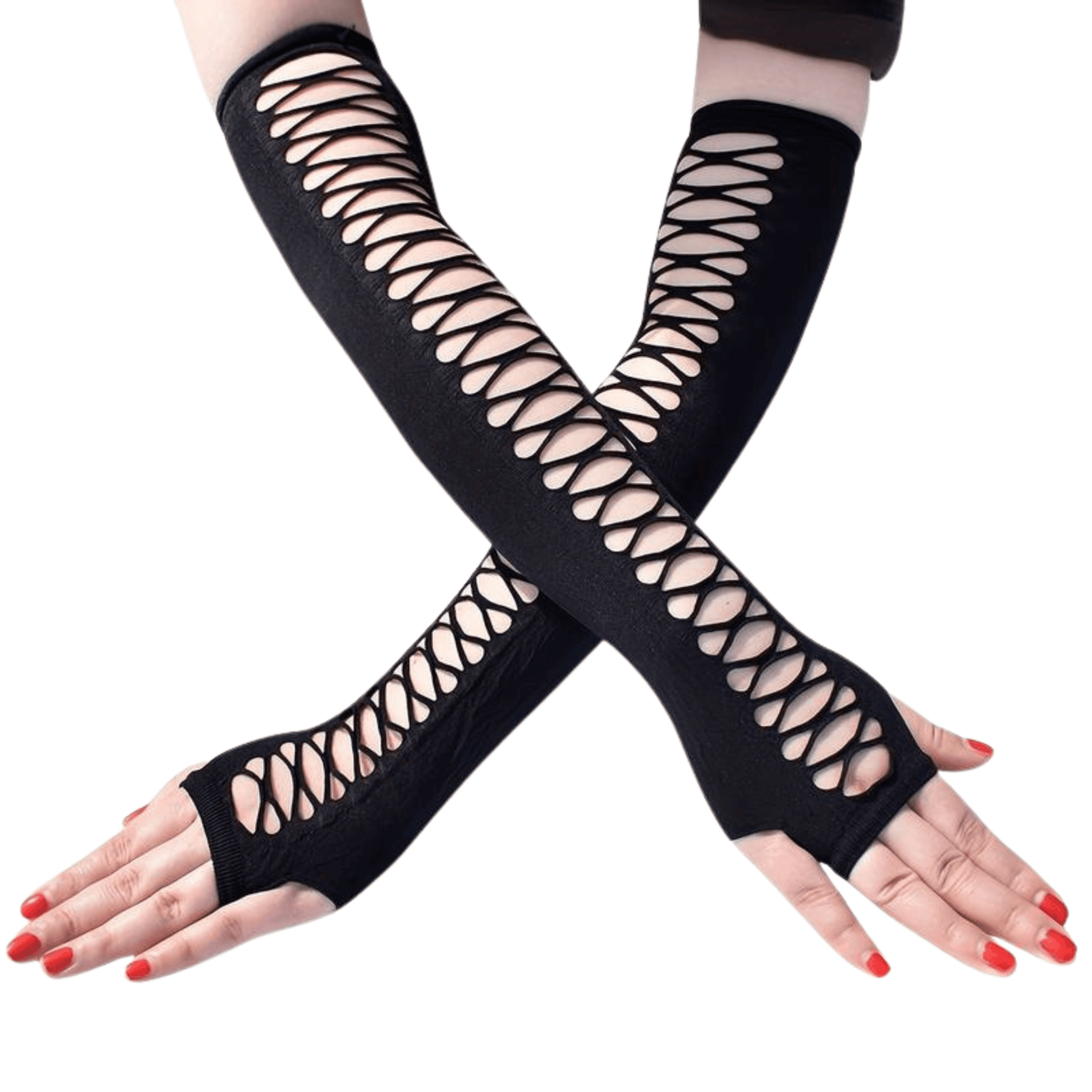 Fingerlose lange Handschuhe Netz Optik – FestivalStuff