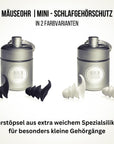 OHRSTÖPSEL "MÄUSEOHR" | MINI - SCHLAFGEHÖRSCHUTZ | klein | GEGEN SCHNARCHEN ZUM SCHLAFEN IN SEITENLAGE | 28DB SNR - BERLIN EAR GUARD® OHRSTÖPSEL SHOP