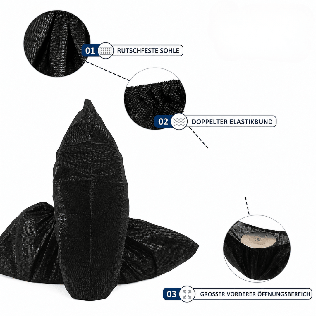 10 Paar Einweg Schuhüberzieher Schwarz - FestivalStuff