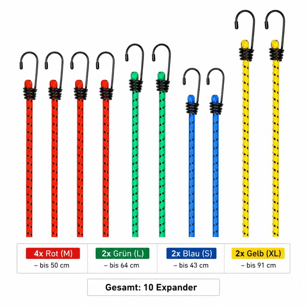 10x Expander mit Haken - FestivalStuff