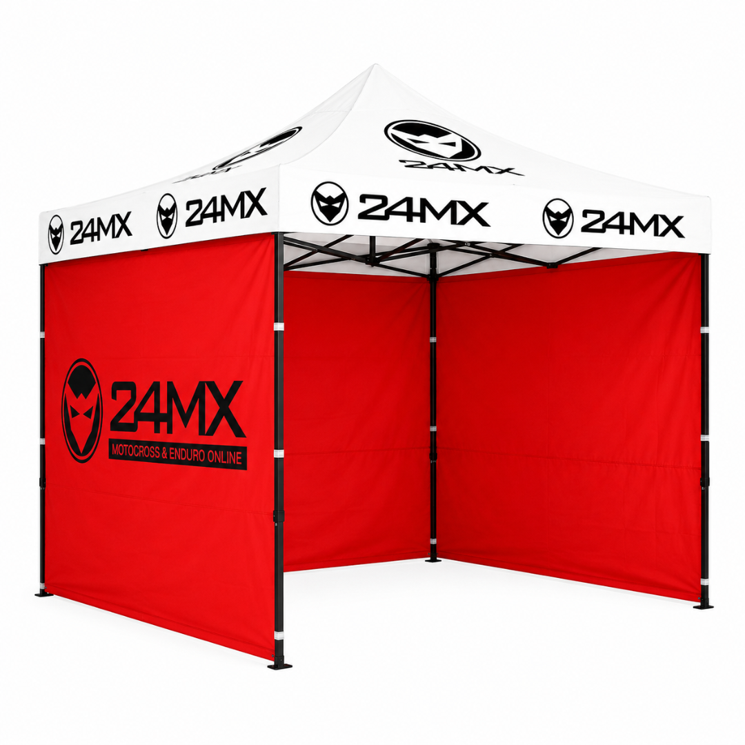 24MX Pavillon 3x3 m Grau/Rot mit Wänden – Sonderedition