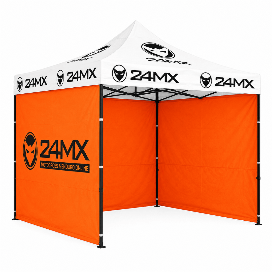 24MX Pavillon 3x3 m Grau/Orange mit Wänden – Sonderedition - FestivalStuff