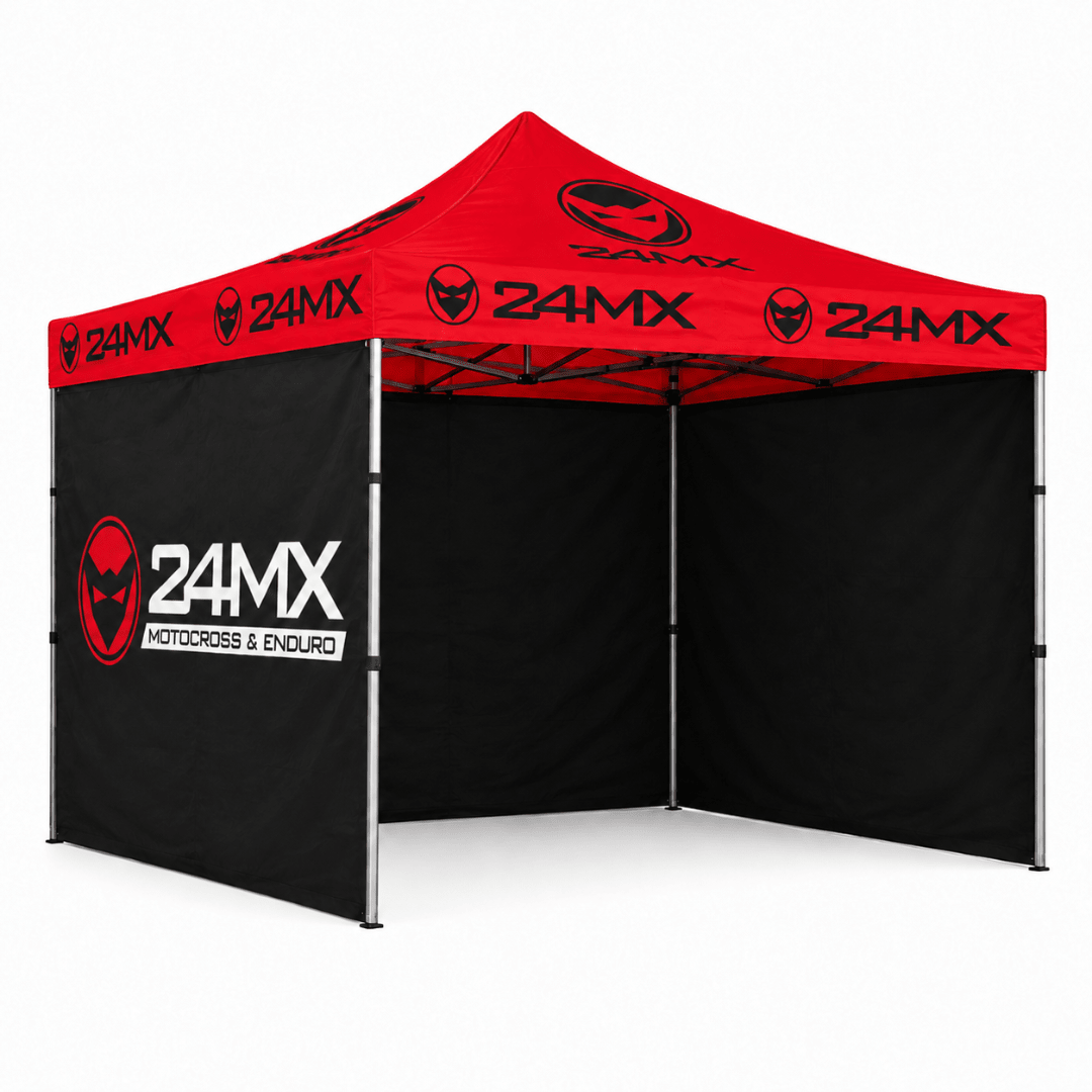 24MX Pavillon 3x3 m Rot/Schwarz mit Wänden – Sonderedition - FestivalStuff