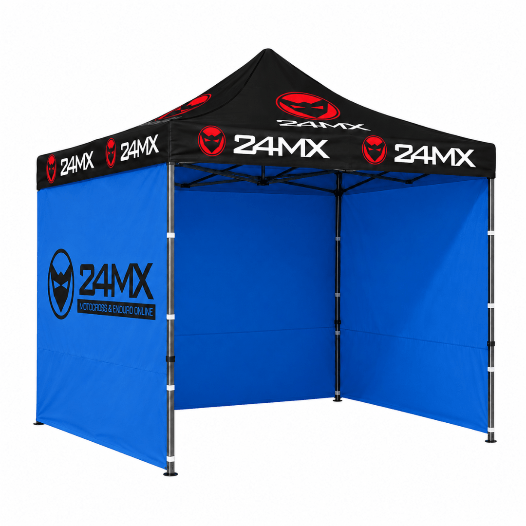 24MX Pavillon 3x3 m Schwarz/Blau mit Wänden – Sonderedition - FestivalStuff