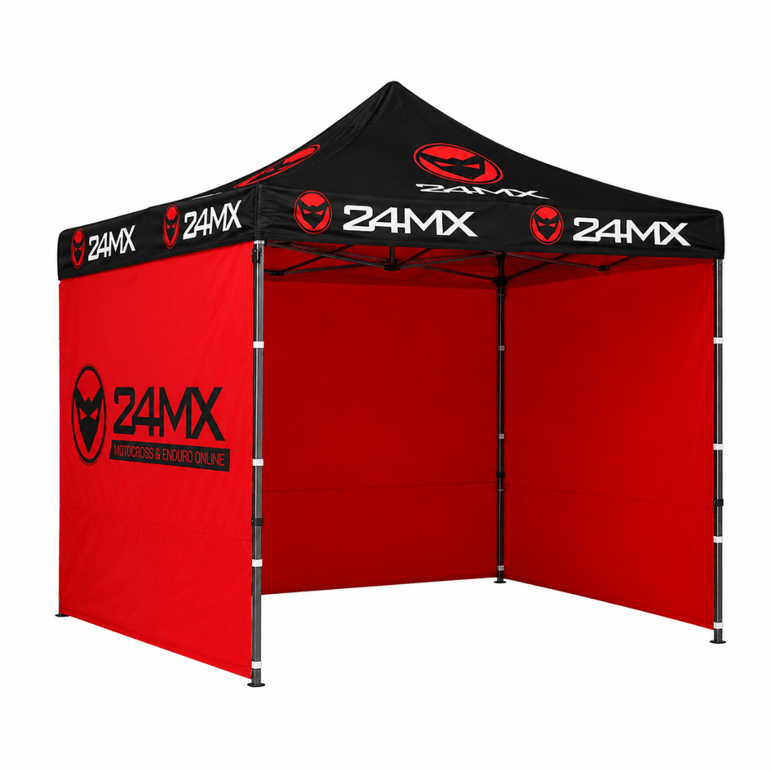 24MX Pavillon 3x3 m Schwarz/Rot mit Wänden – Sonderedition - FestivalStuff