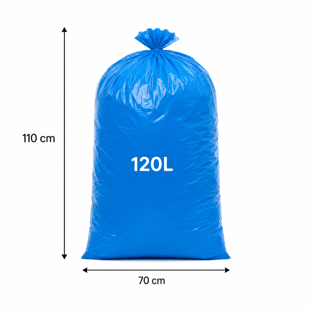 25 Müllsäcke 120 Liter Blau – Reißfest 28 my LDPE - FestivalStuff
