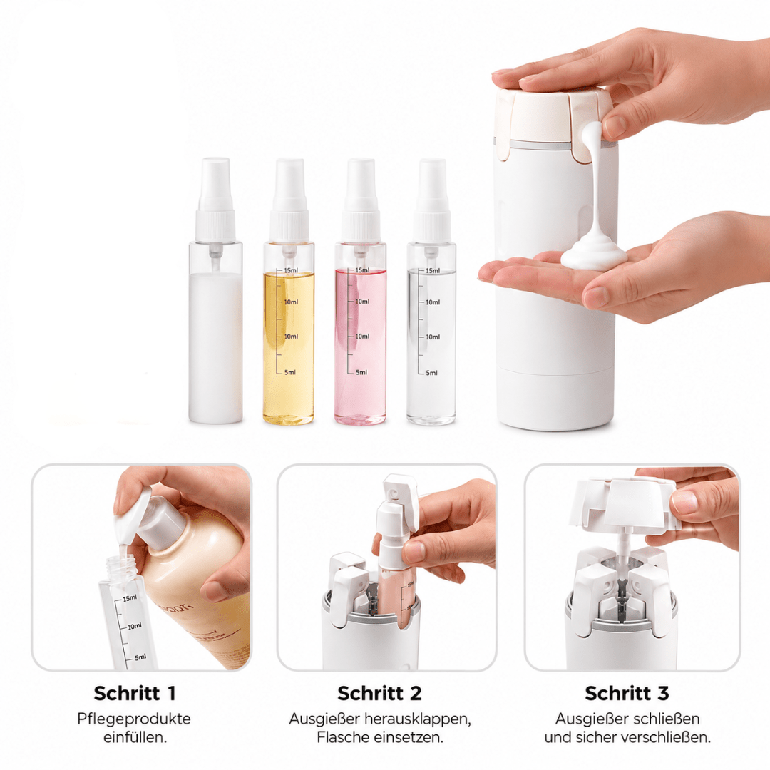 4-in-1 Reise Kosmetikspender Weiß - FestivalStuff