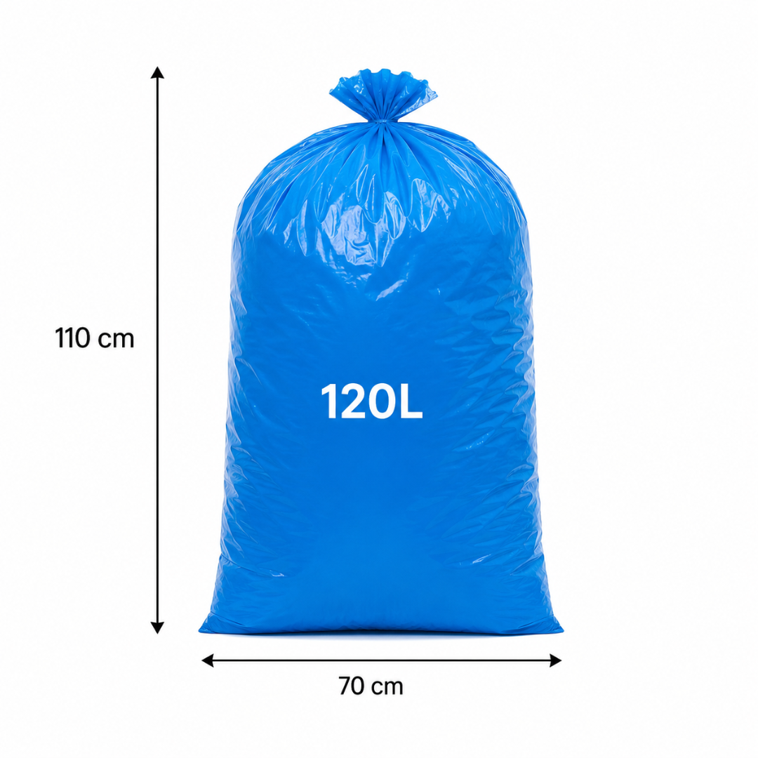 25 Müllsäcke 120 Liter Blau – Reißfest 28 my LDPE