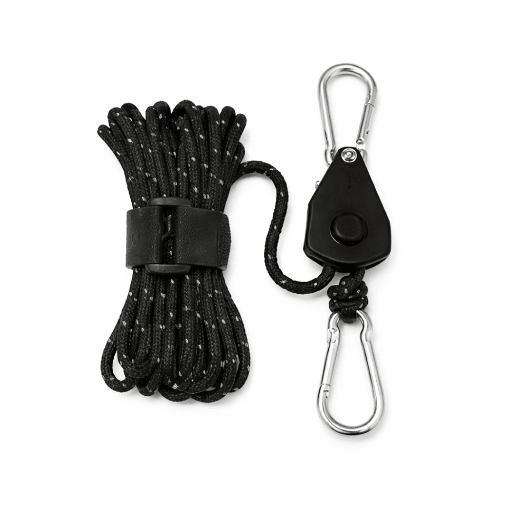 4m Zeltspannleine Schwarz mit Ratsche - FestivalStuff