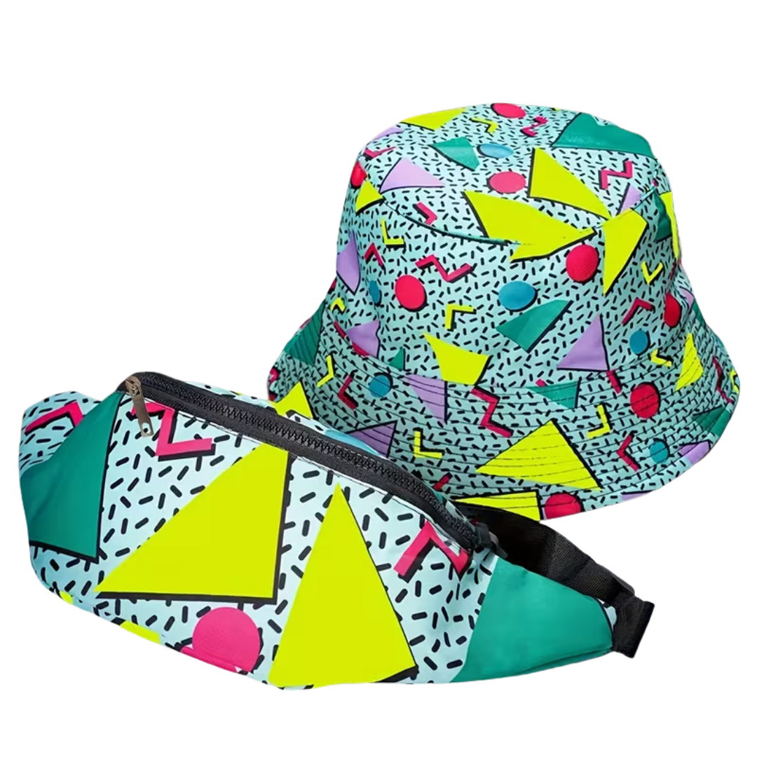 90s Retro Set Fischerhut mit Bauchtasche - FestivalStuff