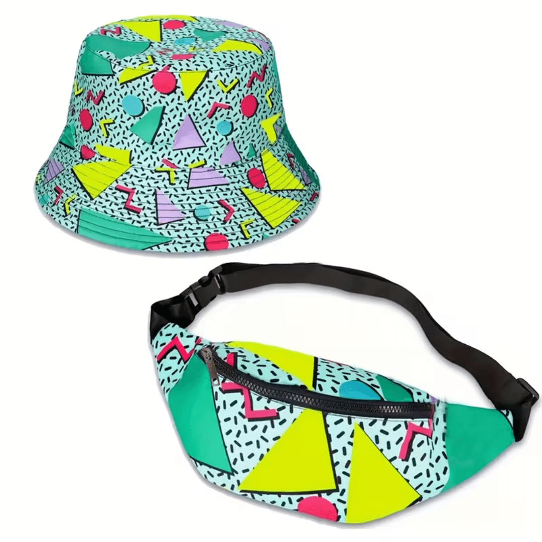 90s Retro Set Fischerhut mit Bauchtasche - FestivalStuff