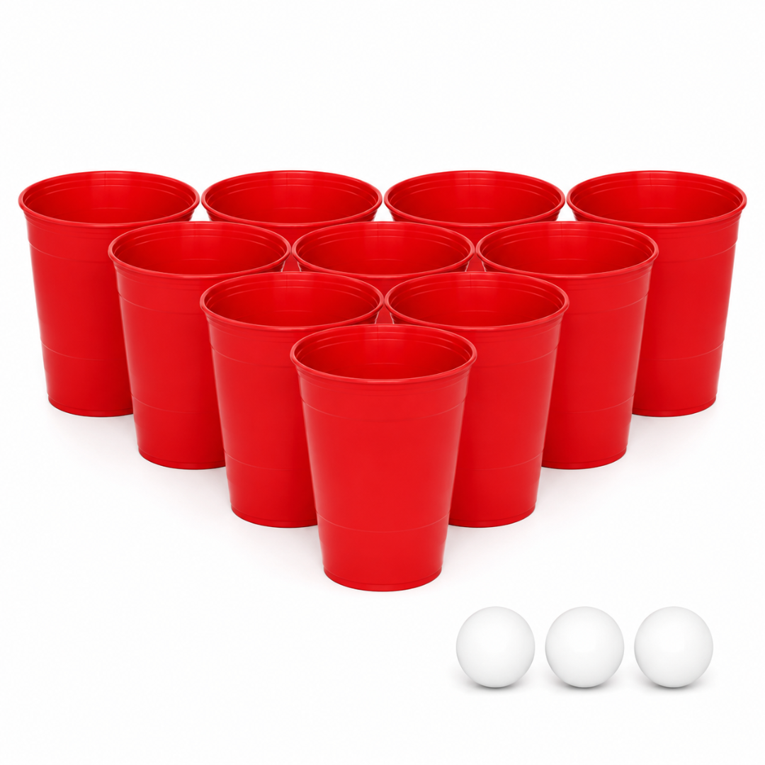 Beer Pong Becher Set 22er – Mehrweg 450 ml mit 3 Bällen