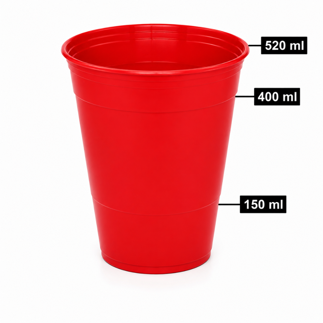 Beer Pong Becher Set 22er – Mehrweg 450 ml mit 3 Bällen