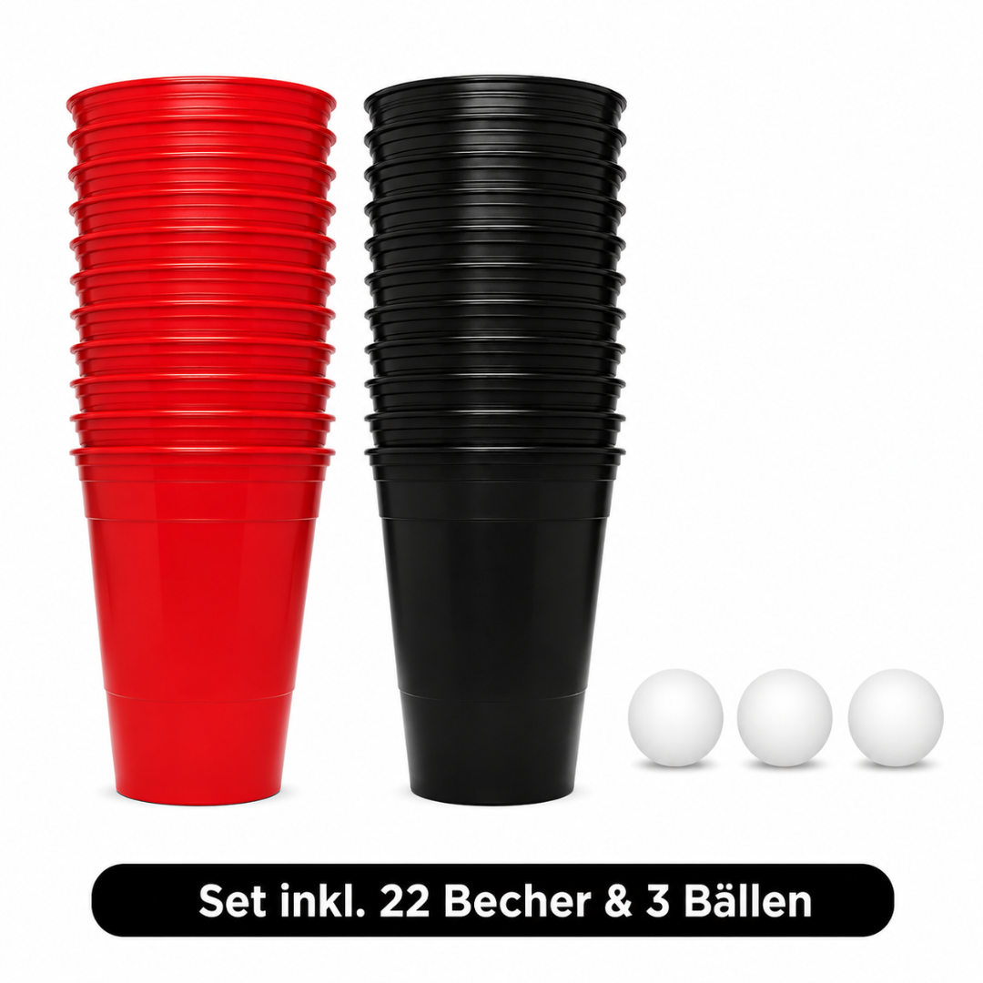 Beer Pong Becher Set 22er – Mehrweg 450 ml mit 3 Bällen