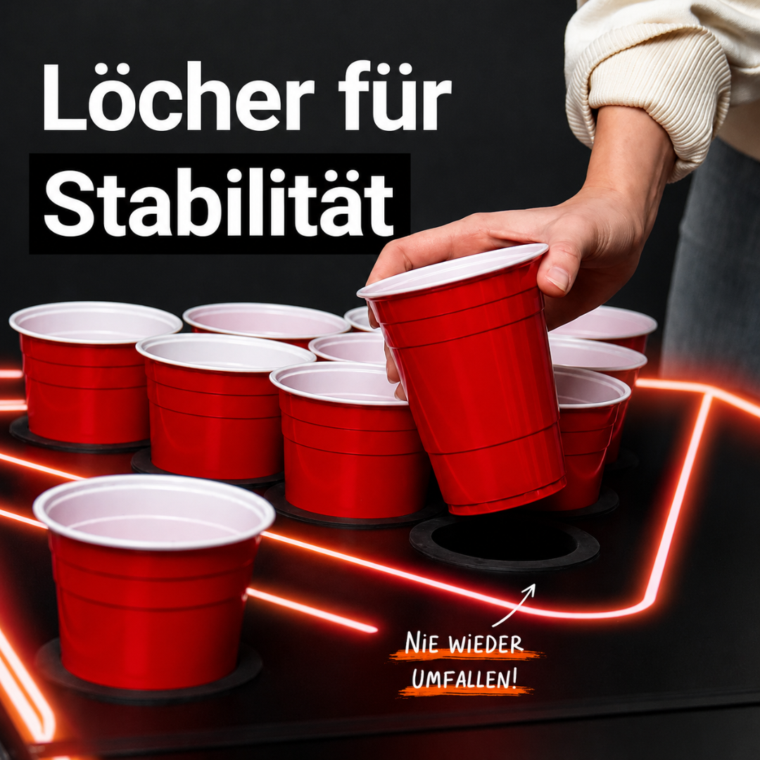 LED Neon Beer Pong Tisch mit Becherhalterungen