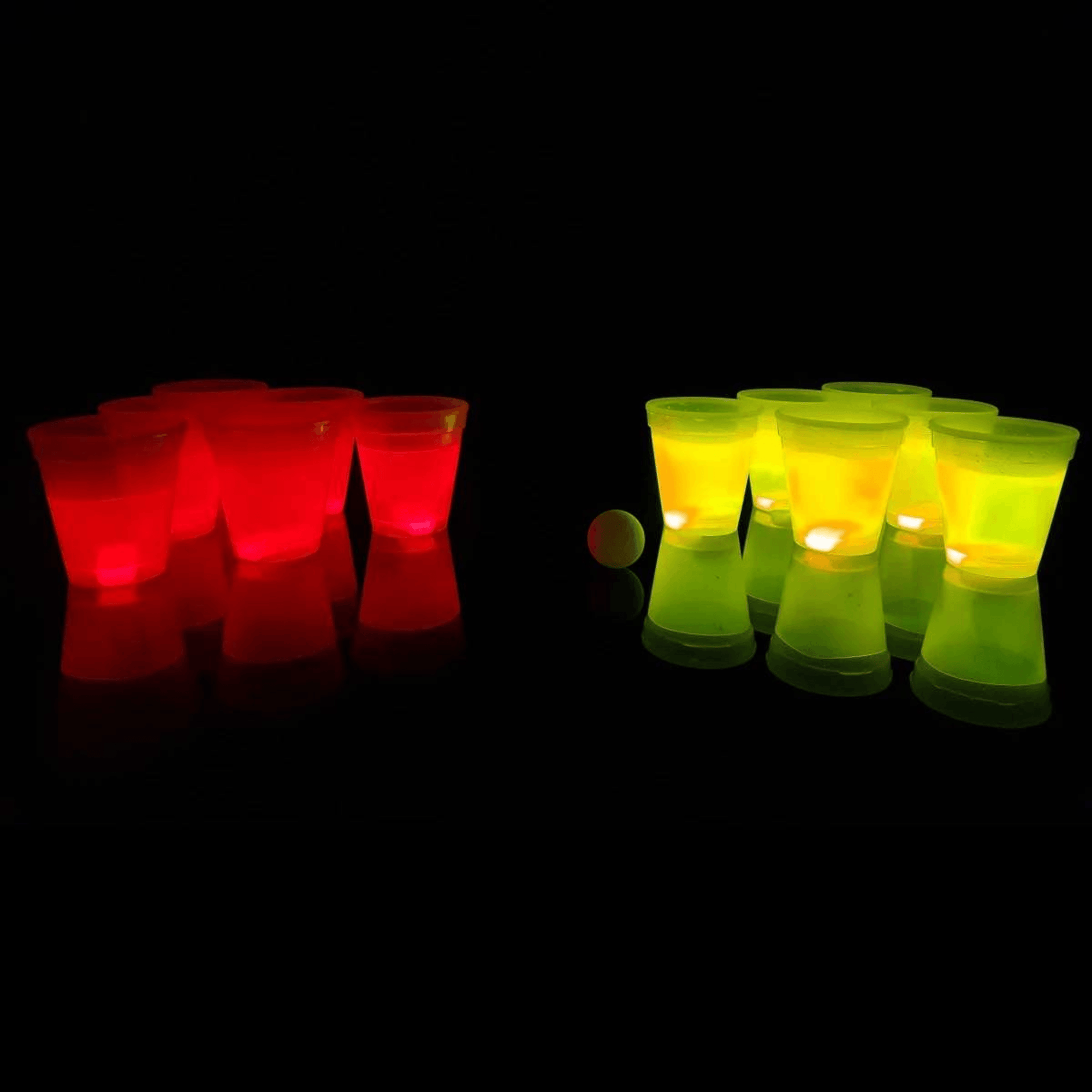 Leuchtendes Beer Pong Set, rot/gelb - 14 teilig - FestivalStuff