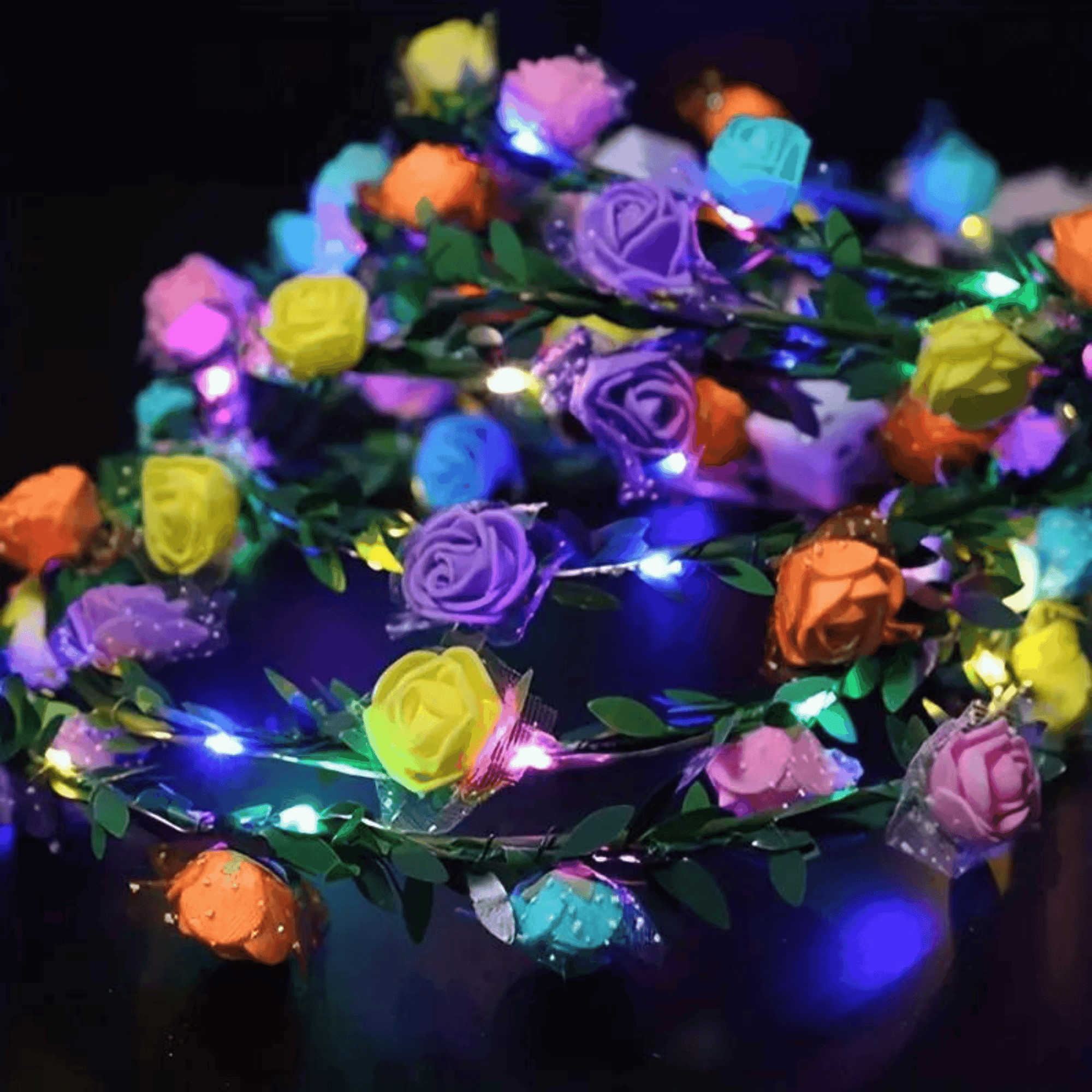 LED Blumenkranz Bunt - FestivalStuff