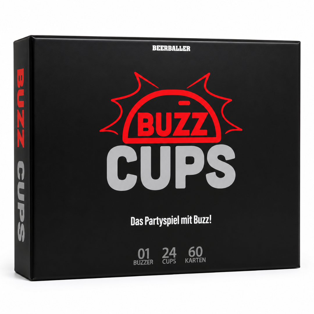 Buzz Cups Trinkspiel mit Buzzer und 24 Shot Cups