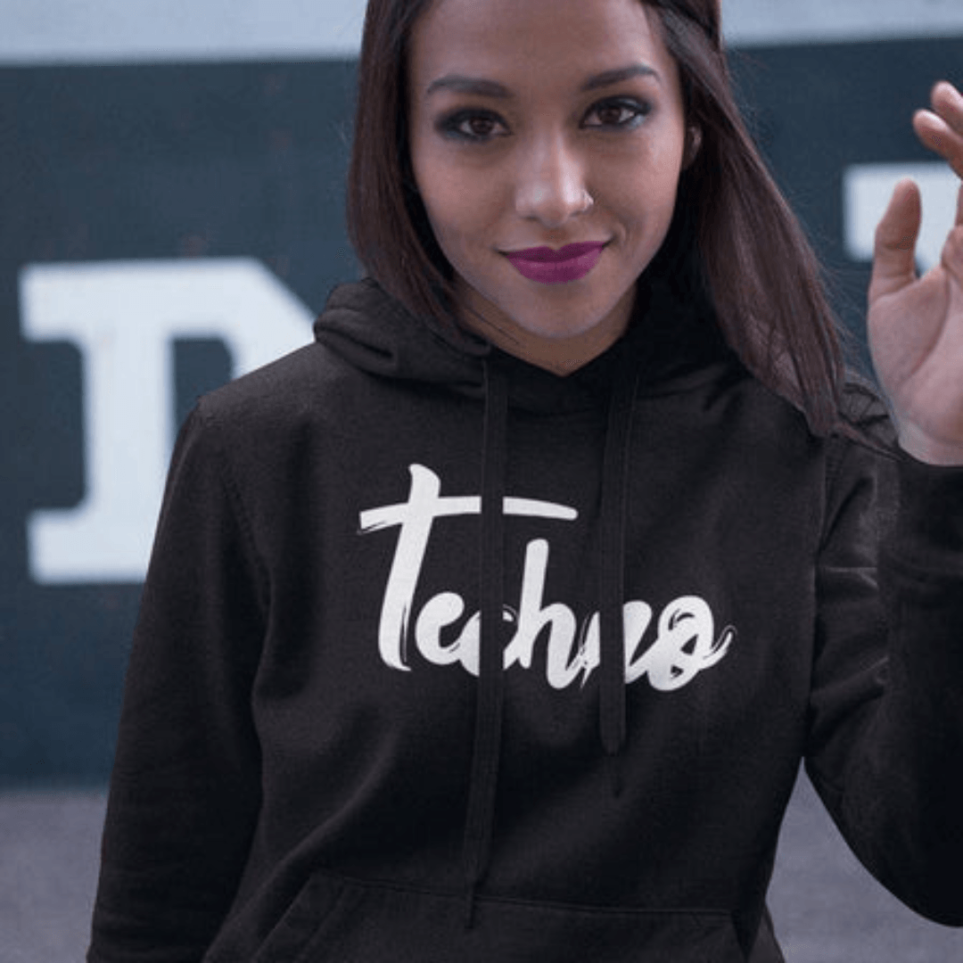 Calligraphic Techno Premium Hoodie (schwarz) - FestivalStuff