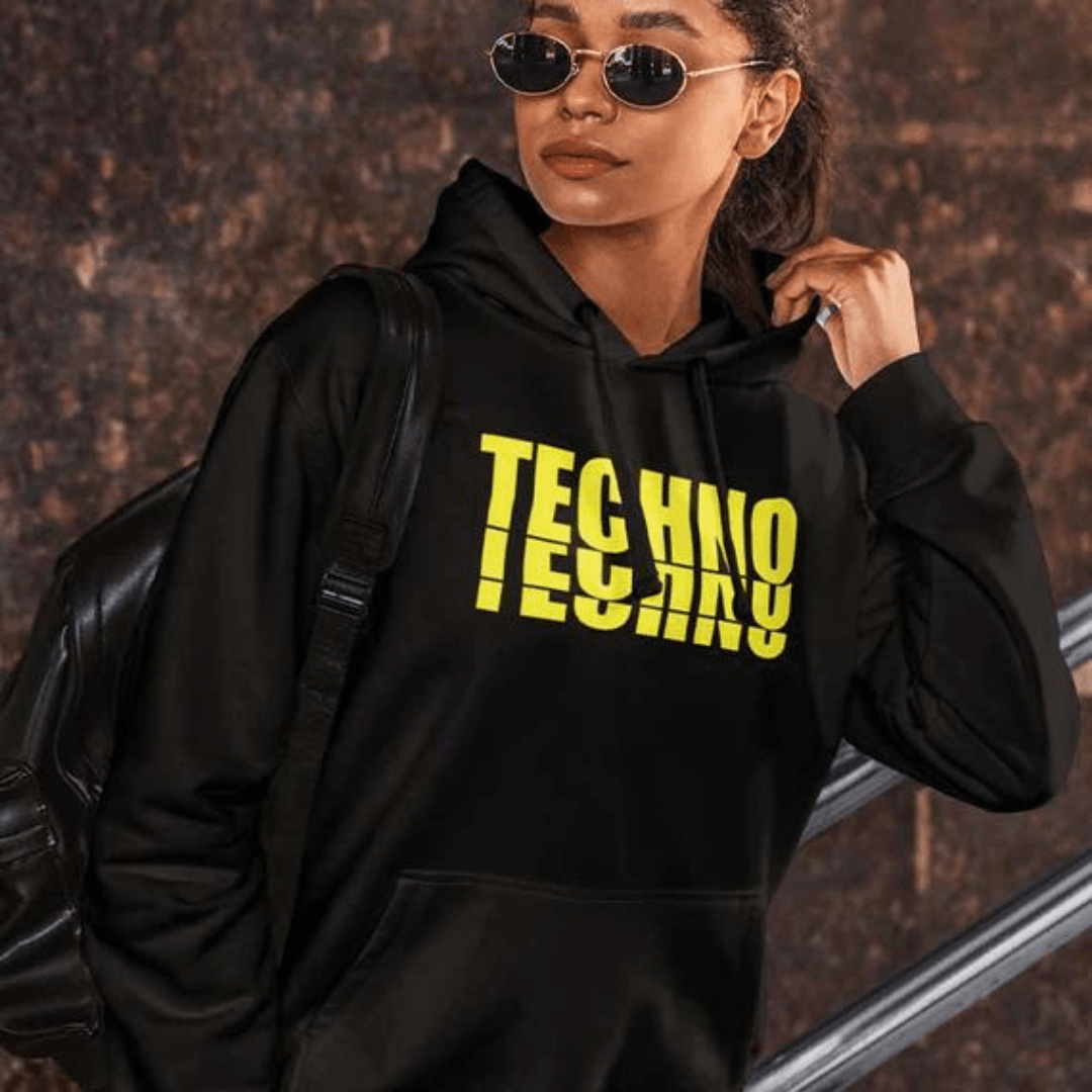 Yellow Techno Premium Hoodie - FestivalStuff