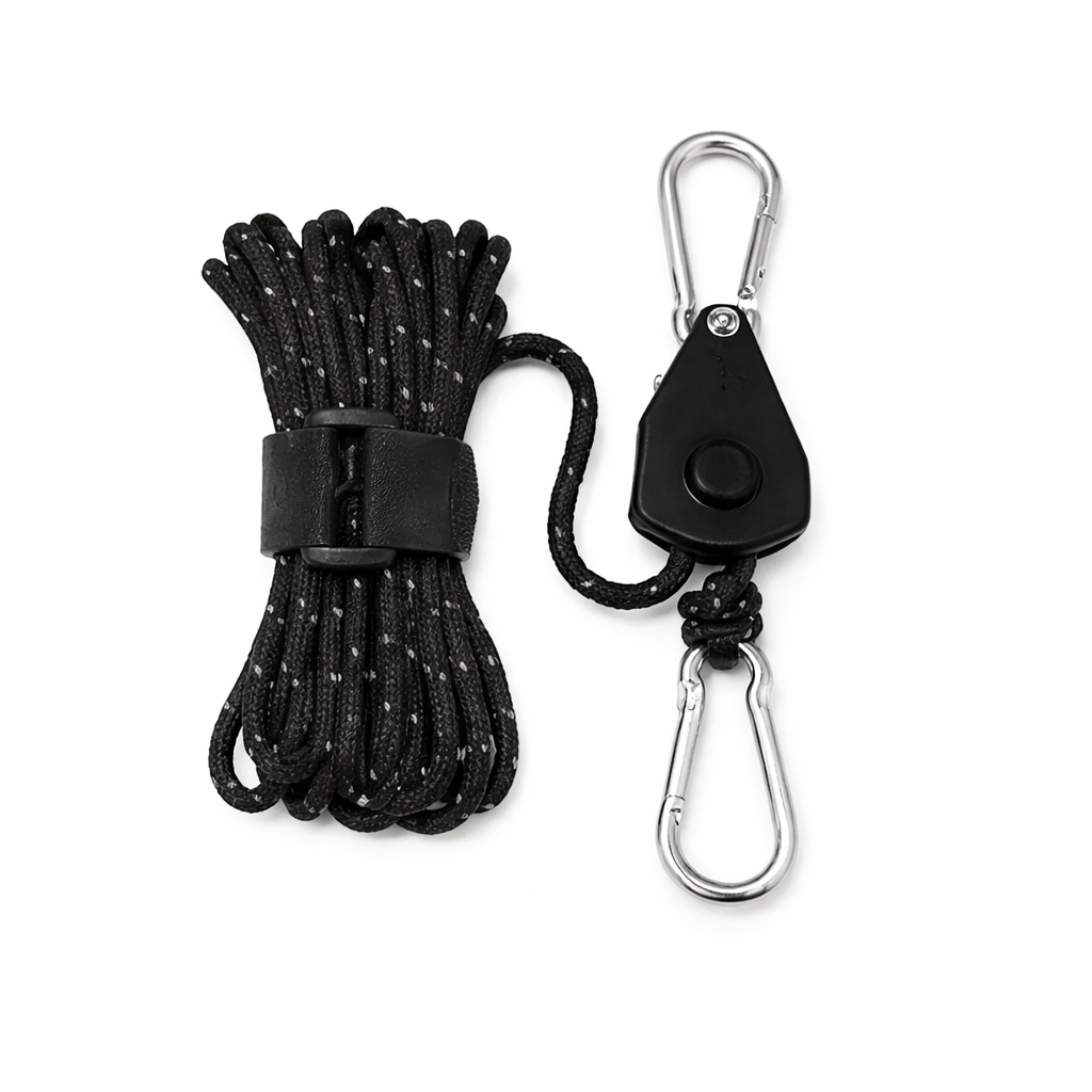 4m Zeltspannleine Schwarz mit Ratsche