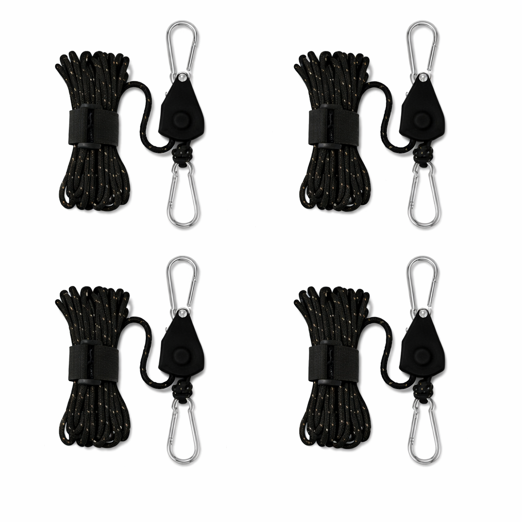 4m Zeltspannleine Schwarz mit Ratsche