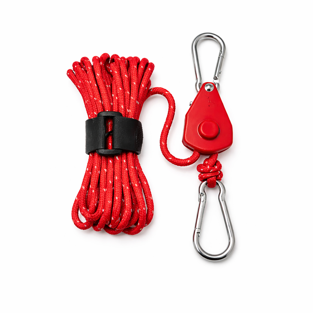 4m Zeltspannleine Rot mit Ratsche