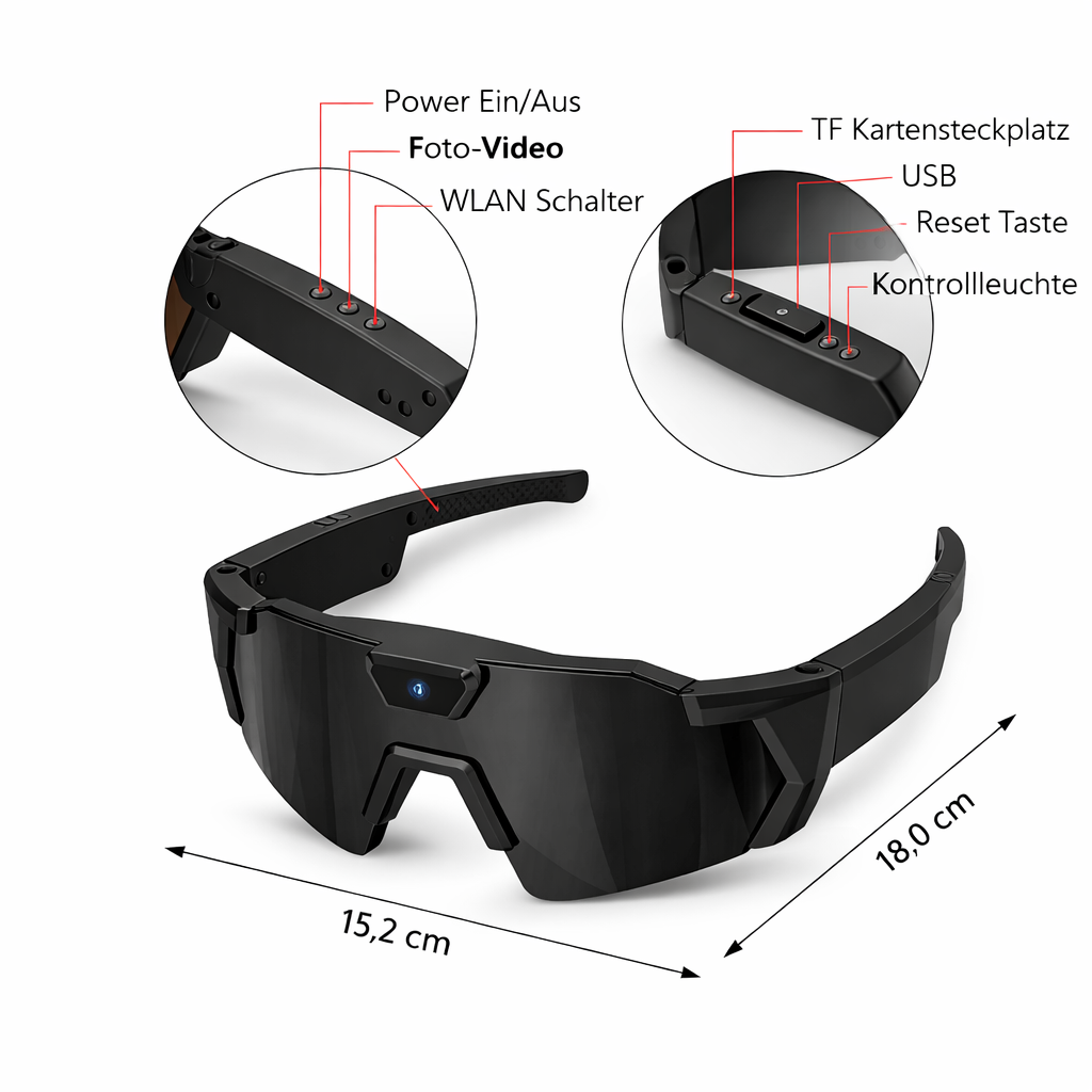 Schnelle Brille mit Kamera Schwarz
