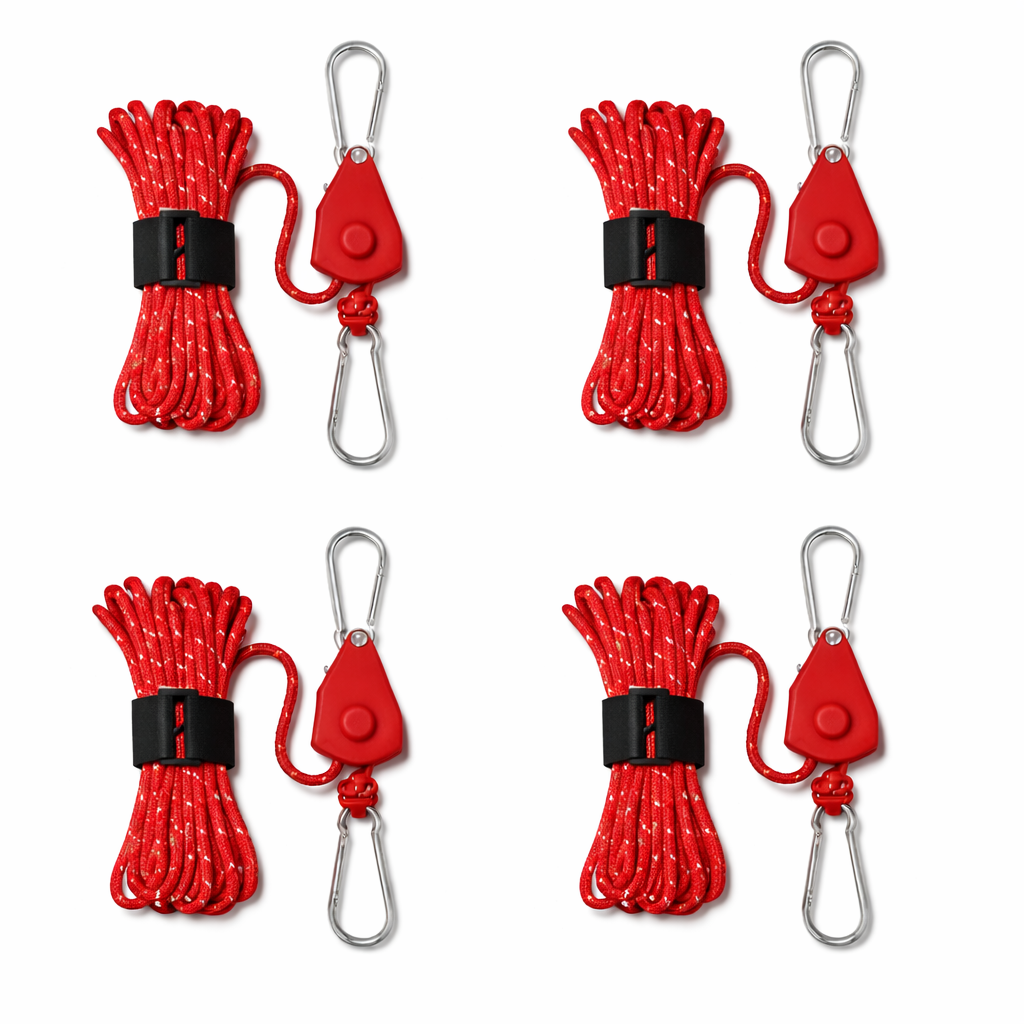 4m Zeltspannleine Rot mit Ratsche