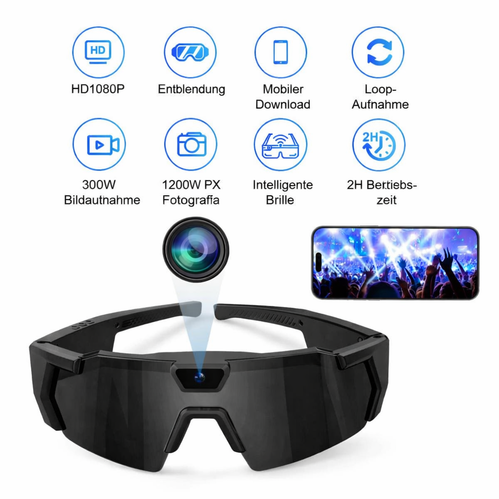 Schnelle Brille mit Kamera Schwarz