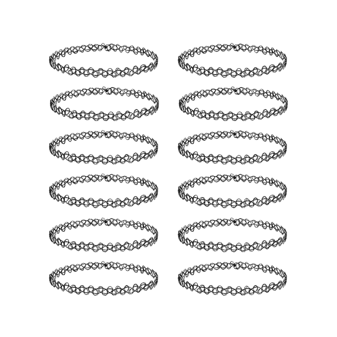 Choker Halsband Schwarz 12 teilig - FestivalStuff