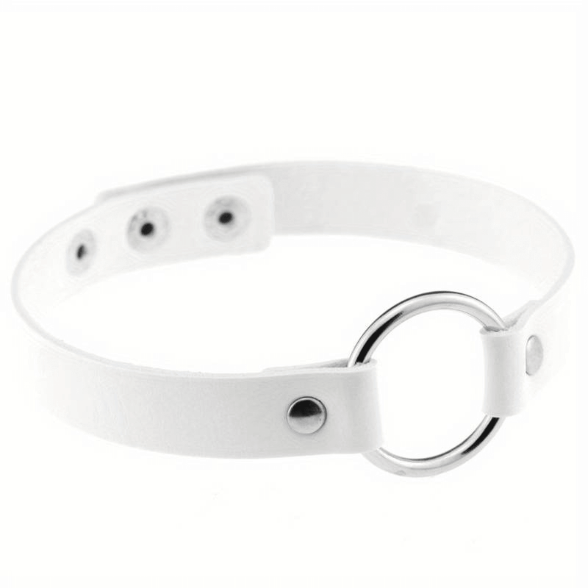 Choker Halsband mit Ring in Leder Optik - FestivalStuff