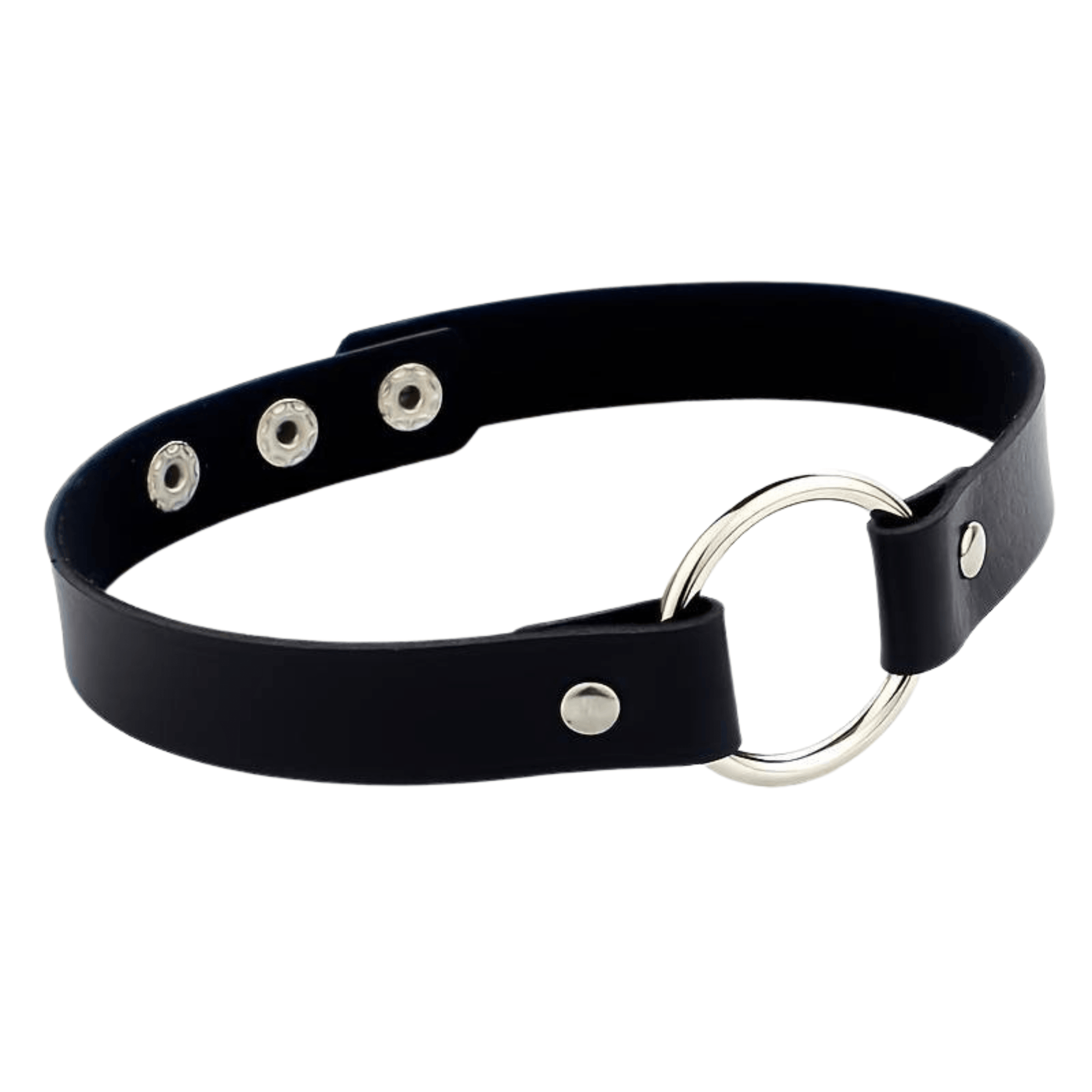 Choker Halsband mit Ring in Leder Optik - FestivalStuff