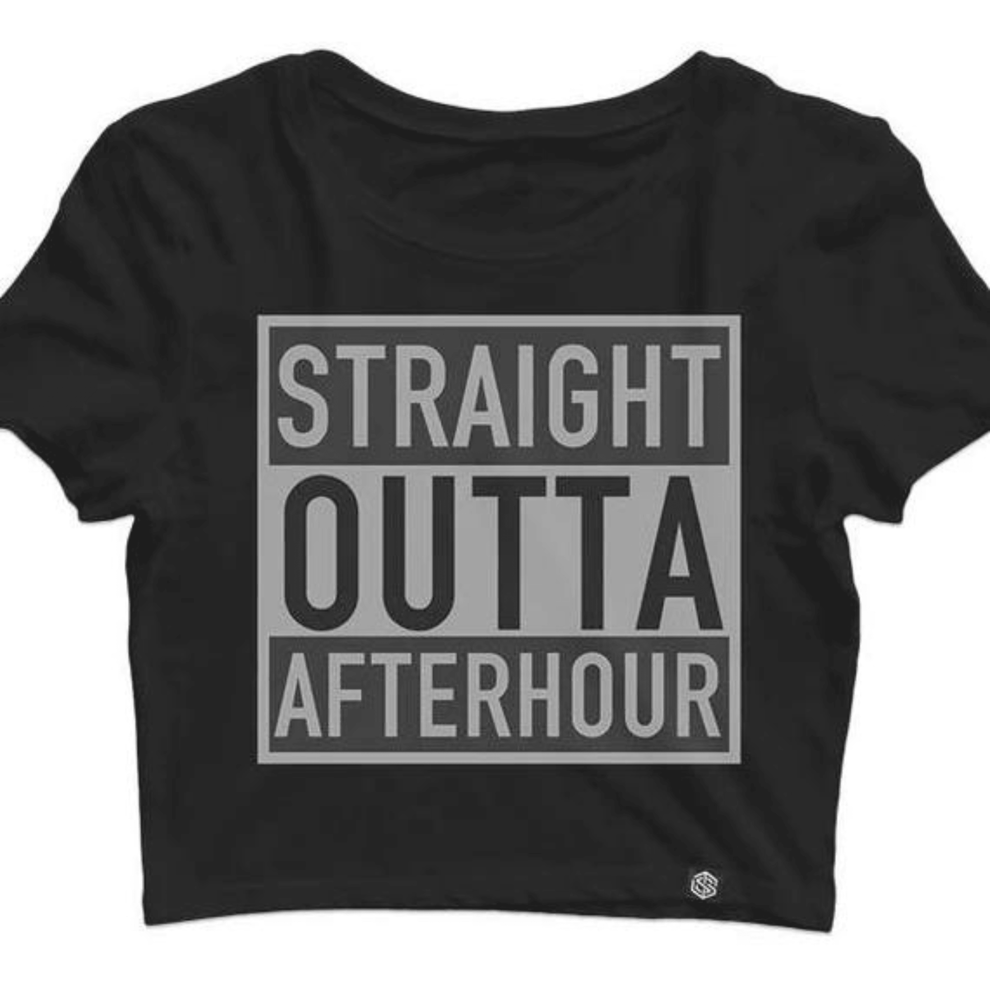 Straight Outta Afterhour Crop Top (schwarz) - FestivalStuff