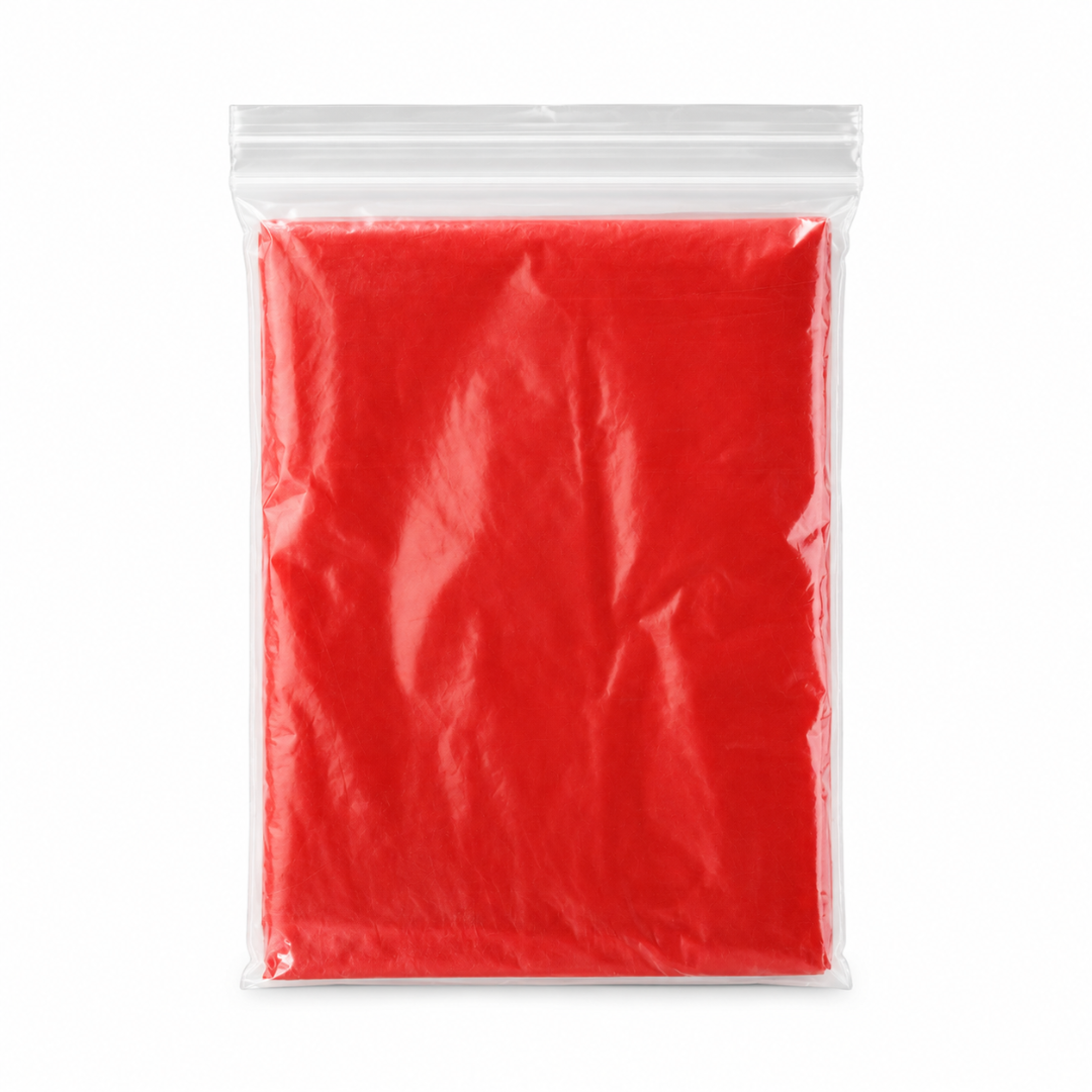 Einweg Regenponcho Rot mit Kapuze Einheitsgröße