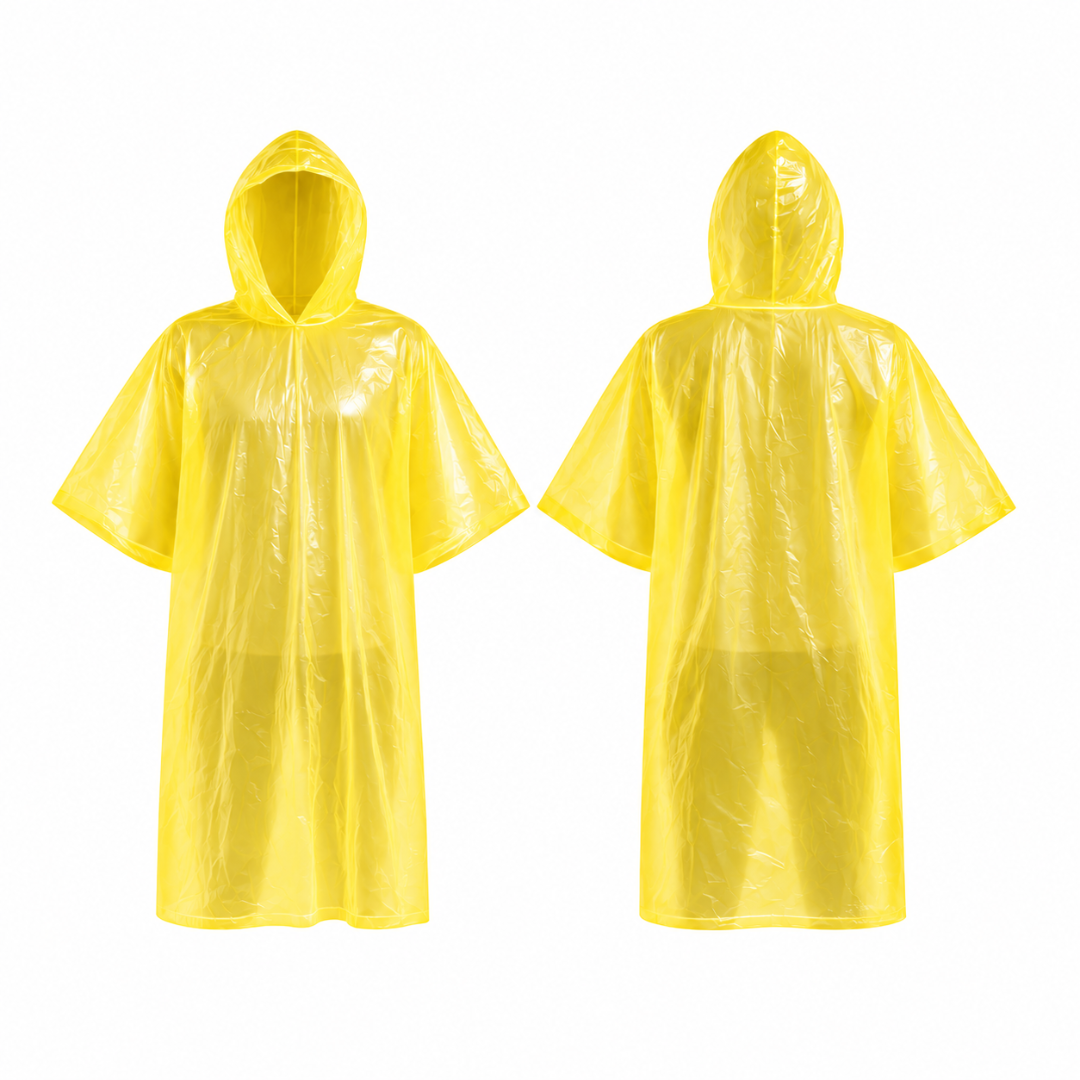 Einweg Regenponcho Gelb mit Kapuze Einheitsgröße