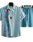 Flamingo 2-teiliges Herren-Outfit Blau - FestivalStuff