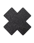 Glitzer Nippelpads Kreuz Schwarz